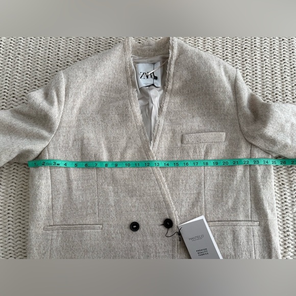 Zara Manteco Wool Coat Jacket Cream Sz XL - Picture 10 of 13